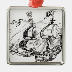 Jacques Cartier's schip, 'Rarete Indes' Metalen Ornament