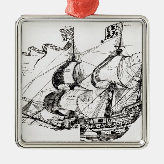 Jacques Cartier's schip, 'Rarete Indes' Metalen Ornament (Voorkant)