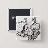 Jacques Cartier's schip, 'Rarete Indes' Vierkante Button 5,1 Cm (Voorkant /achterkant)