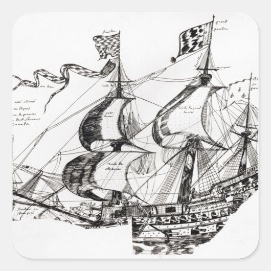Jacques Cartier's schip, 'Rarete Indes' Vierkante Sticker (Voorkant)