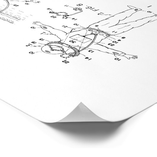 Jacques Cousteau-duikerspatent Poster (Hoek)