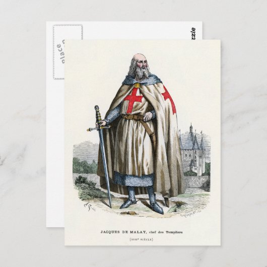 Jacques de Molay - Knight Templar Briefkaart (Voorkant / Achterkant)