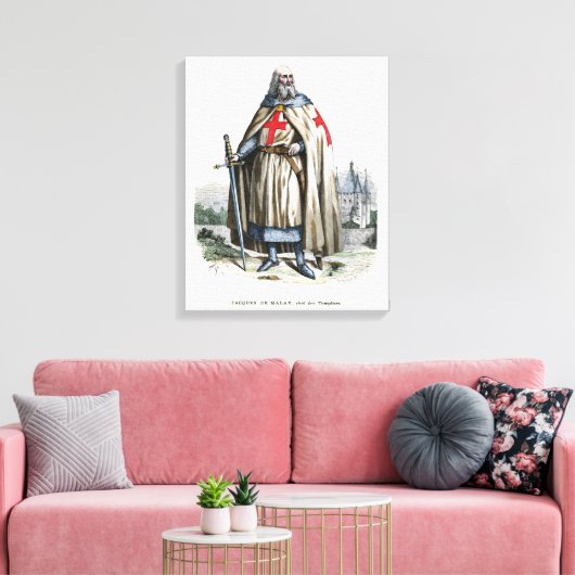Jacques de Molay - Knight Templar Canvas Afdruk (Insitu (Woonkamer))