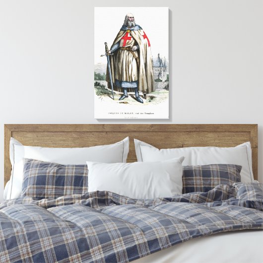 Jacques de Molay - Knight Templar Canvas Afdruk (Insitu (Slaapkamer))