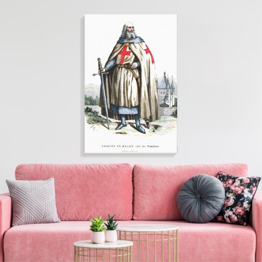 Jacques de Molay - Knight Templar Canvas Afdruk (Insitu (Woonkamer))