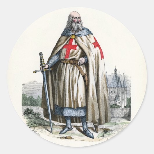 Jacques de Molay - Knight Templar Ronde Sticker (Voorkant)