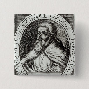 Jacques de Molay Master of Knachten Templars Vierkante Button 5,1 Cm