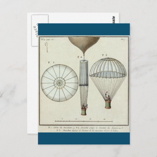 Jacques Garnerin's eerste parachute Briefkaart (Voorkant / Achterkant)