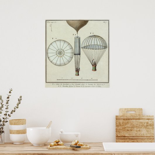 Jacques Garnerin's eerste parachute - Poster (Keuken)