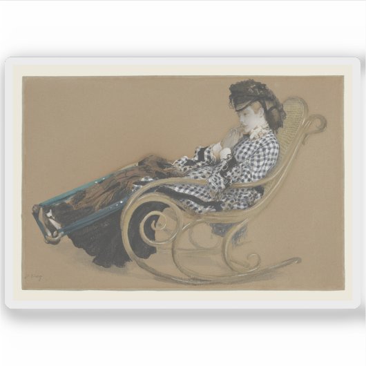 Jacques J. Tissot - Jonge vrouw in een schommelsto Sticker (Voorkant)