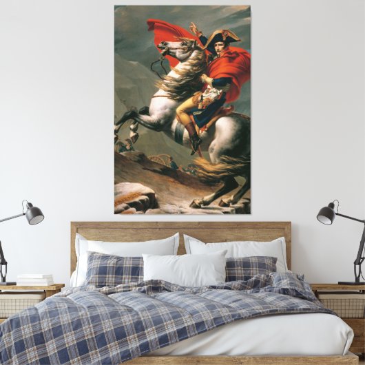 Jacques-Louis David - Napoleon die de Alpen overst Canvas Afdruk (Insitu (Slaapkamer))