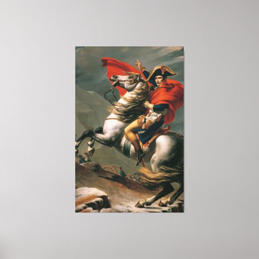 Jacques-Louis David - Napoleon die de Alpen overst Canvas Afdruk (Voorkant)