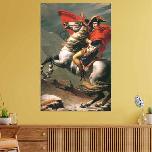 Jacques-Louis David - Napoleon die de Alpen overst Canvas Afdruk (Insitu (Woonkamer))