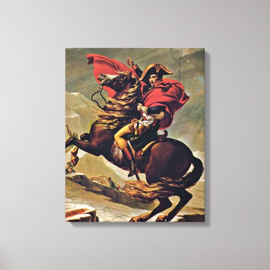 Jacques-Louis David - Napoleon over de Alpen Canvas Afdruk (Voorkant)