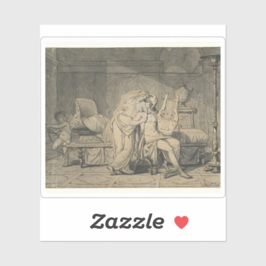 Jacques-Louis David - Parijs en Helen Sticker (Vel)