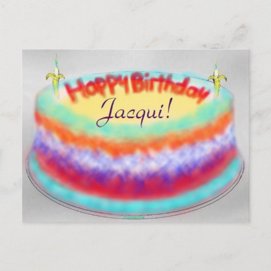 Jacqui's Birthday Cake-postkaart Briefkaart (Voorkant)