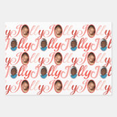 JACY Script Coral roze op White 4 Fotokerstmis Inpakpapier Vel (Voorkant)