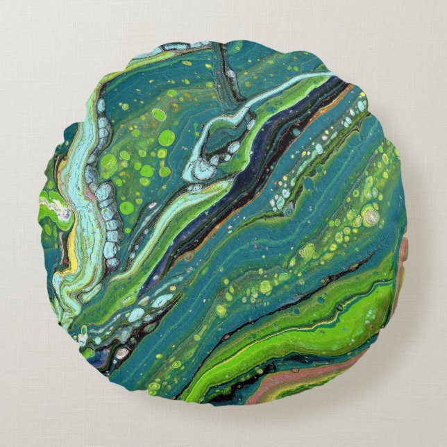 Jada 2 Green Strata  Rond Kussen (Voorkant)