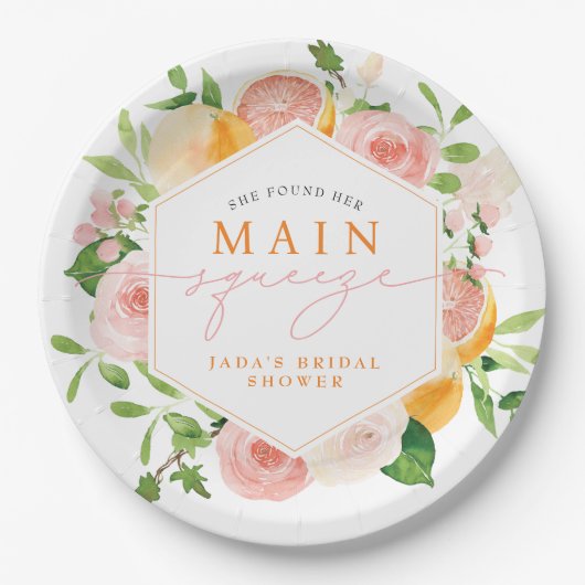 JADA Citrus Fruit Main Squeeze Vrijgezellenfeest Papieren Bordje (Voorkant)