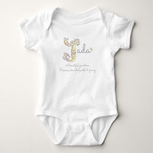Jada meisjes letter J naam betekent baby kleding Romper (Voorkant)