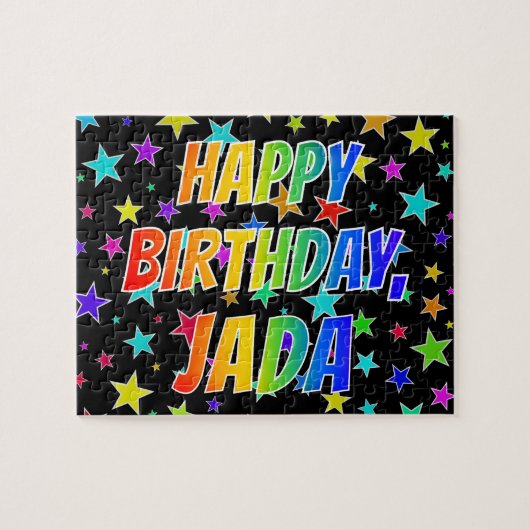 "JADA" Voornaam, geun "HAPPY BIRTHDAY" Legpuzzel (Horizontaal)