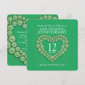 Jade 12e huwelijksdag hartuitnodigingen kaart (Voorkant / Achterkant)