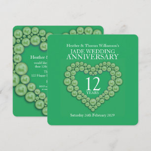 Jade 12e huwelijksdag hartuitnodigingen kaart