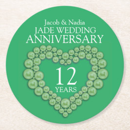 Jade 12e trouwdag, groene onderzetters