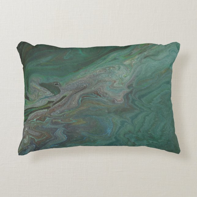 Jade 2 Diep Groen Abstract Accent Kussen (Voorkant)