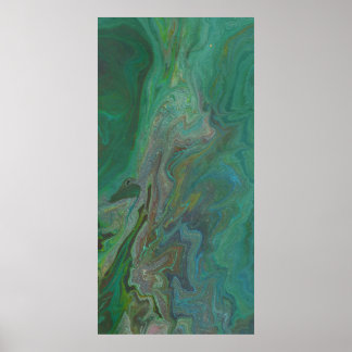 Jade 3 Fluid Deep Green Abstract Poster Print