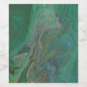 Jade 3 Fluid Deep Green Abstract Wijnflesetiket Wijn Etiket (Enkel label)