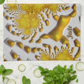 JADE ~ 3D Golden Lava ~ Fractal ~ ORIGINAL ~ Theedoek (Gevouwen)