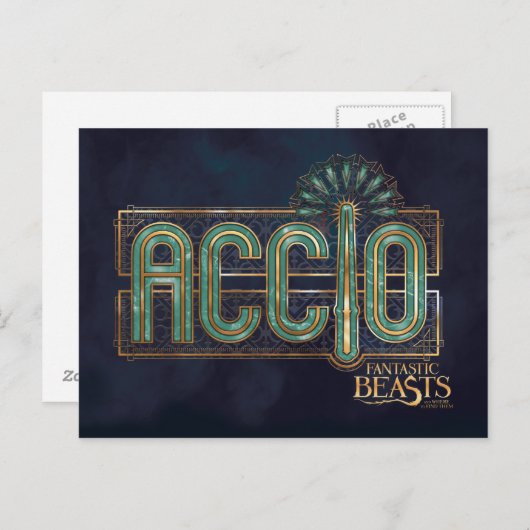Jade Art Deco ACCIO™ Spell Grafisch Briefkaart (Voorkant / Achterkant)