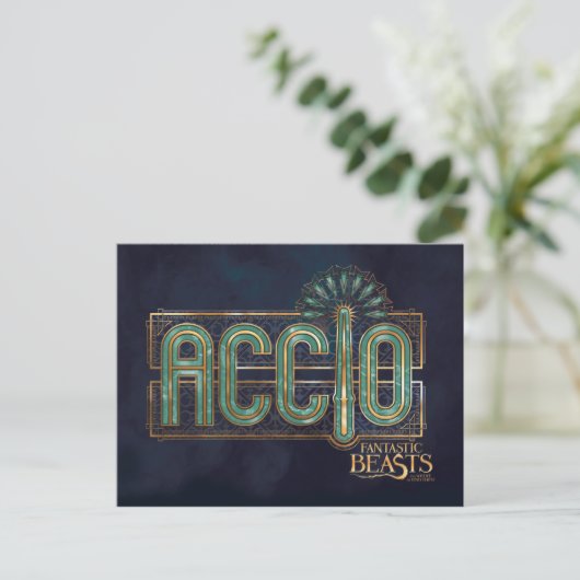 Jade Art Deco ACCIO™ Spell Grafisch Briefkaart (Staand voorkant)