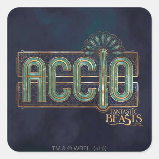 Jade Art Deco ACCIO™ Spell Grafisch Vierkante Sticker (Voorkant)