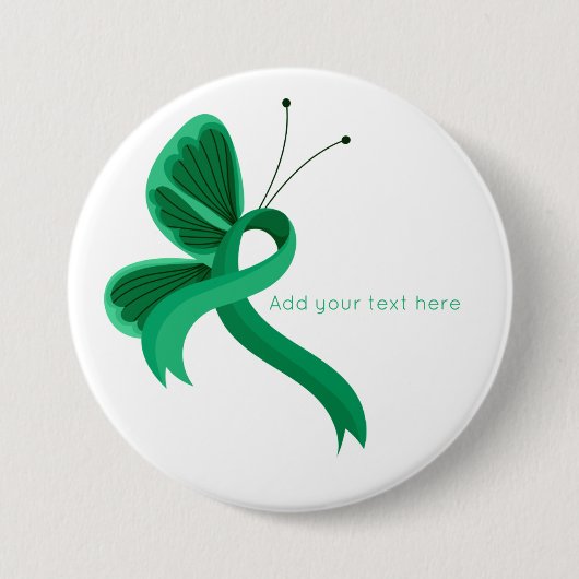 Jade Awareness Ribbon Butterfly Button (Voorkant)