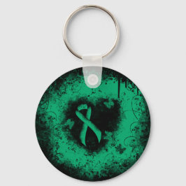 Jade Awareness Ribbon Grunge Heart Sleutelhanger