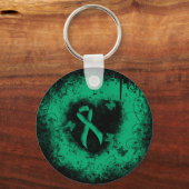 Jade Awareness Ribbon Grunge Heart Sleutelhanger (Voorkant)