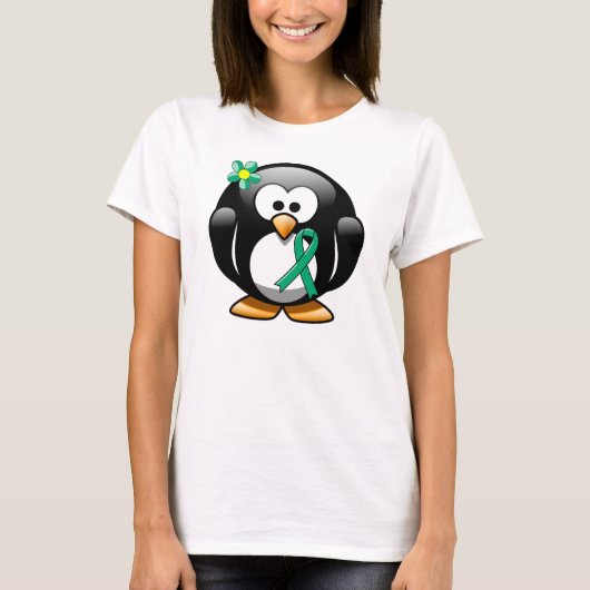 Jade Awareness Ribbon Penguin T-shirt (Voorkant)