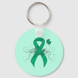 Jade Awareness Ribbon with Butterfly Sleutelhanger
