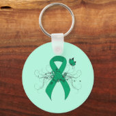Jade Awareness Ribbon with Butterfly Sleutelhanger (Voorkant)