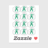 Jade Awareness Ribbon with Butterfly Sticker (Vel)