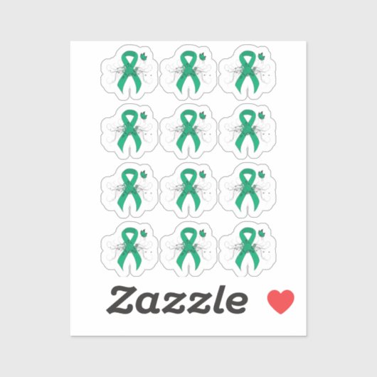 Jade Awareness Ribbon with Butterfly Sticker (Vel)