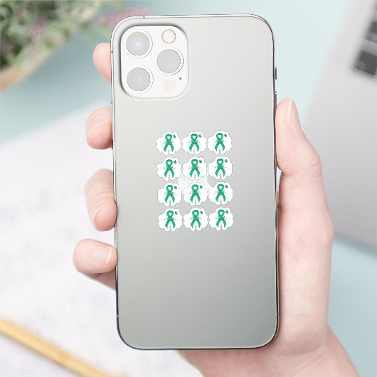 Jade Awareness Ribbon with Butterfly Sticker (Telefoon)