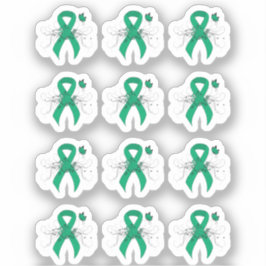 Jade Awareness Ribbon with Butterfly Sticker