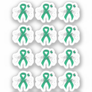 Jade Awareness Ribbon with Butterfly Sticker
