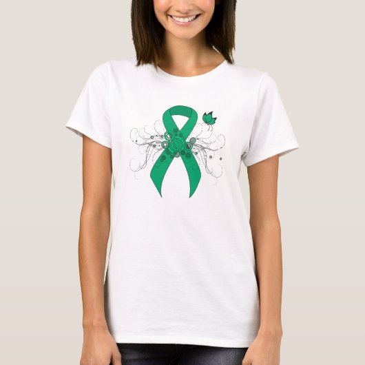 Jade Awareness Ribbon with Butterfly T-shirt (Voorkant)
