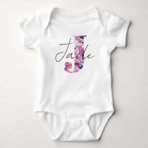 Jade Baby Naam onthullen  Bloemen Meisje Letter J Romper