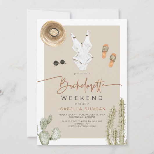 JADE Bohemian Desert Cactus Bachelorette Itinerary Kaart (Voorkant)