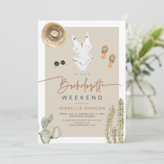 JADE Bohemian Desert Cactus Bachelorette Itinerary Kaart (Staand voorkant)